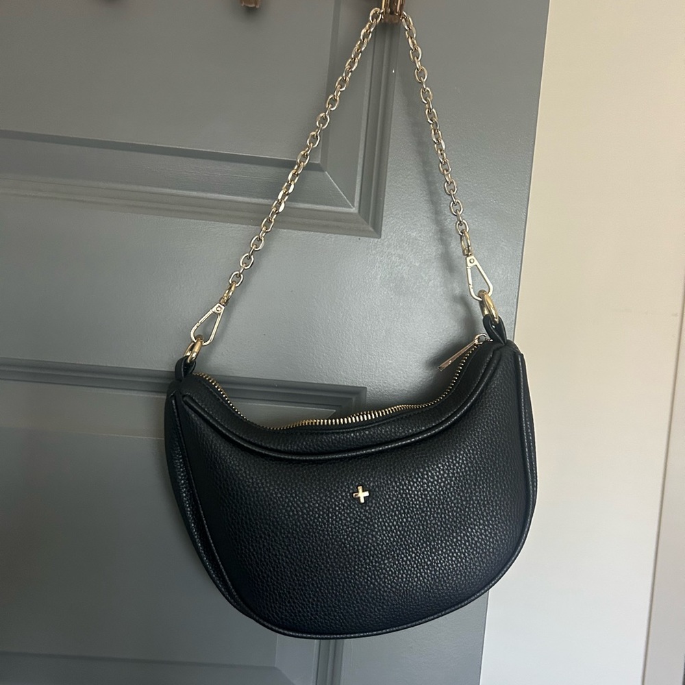 Peeta and Jain Micki Bag - Women’s Bag - Black Shoulder Bag - Gold Chain